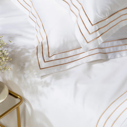 Completo Lenzuola In Raso Di Cotone Melodie Matrimoniale Naturale Dreaming